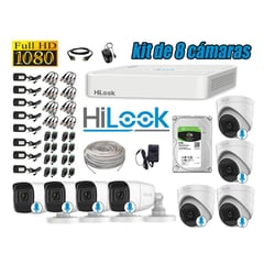 HILOOK - KIT 8 CÁMARAS SEGURIDAD AUDIO INCORPORADO FULL HD 1080P + DISCO 2TB