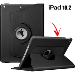 GENERICO - Funda case para iPad 10.2 con Soporte giratorio - NEGRO