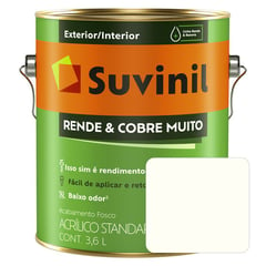 SUVINIL - Pintura Látex Rinde & Cubre Mucho Mate Blanco Nieve Lata x 3.6 L