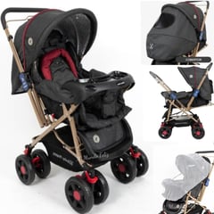 BABY HAPPY - Coche para Bebe Amplio Acolchado Negro Golden 2024