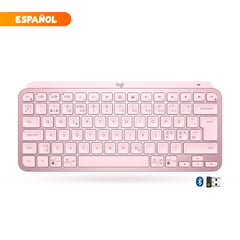 LOGITECH - Teclado Mx Keys Mini wireless recargable Bt inluminado - Rosa