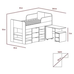 DMUEBLES - Cama Nido Infantil + Escritorio Multifunsional Londres.