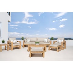 DMUEBLES - Juego de Sala de Terraza Ely 3-1-1 + 2 Bancas Gris