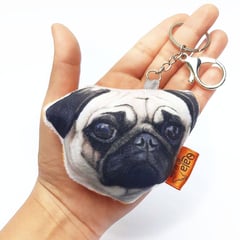 QALA DISEÑO - Llavero hecho a mano - - Perro Pug Carlino