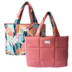 ESME & ODRILIA - Tote Bag Reversible Hojas Pasteles