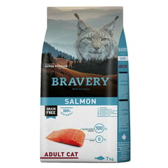 BRAVERY - Comida para Gato Libre de Granos Adulto Salmón 7 Kg