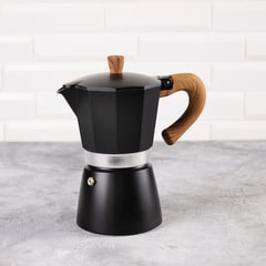 IRIS - Cafetera Moka negra para 6 tazas de café espresso