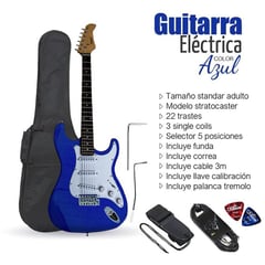 VOZZEX - GUITARRA ELÉCTRICA STRATOCASTER TAMAÑO ADULTO - AZUL