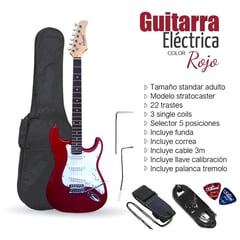 VOZZEX - GUITARRA ELÉCTRICA STRATOCASTER TAMAÑO ADULTO - ROJO