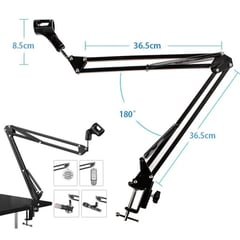 OEM - Soporte Brazo Para Micrófono Giratorio 360° con Base Ajustable a Mesa