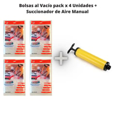 GENERICO - Bolsas al Vacío pack x 4 Und. + Succionador de Aire Manual