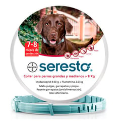 BAYER - Collar Antipulgas Perros Grandes Seresto 8kg a Mas