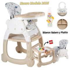 BABY - Silla de Comer para Bebe con Platit Biberon Beige Fligth2025