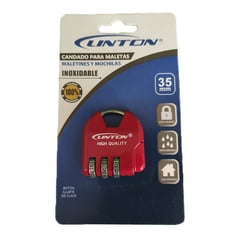 LINTON - Candado Seguridad para Mochilas Casillero Maleta Viaje 3 Dígitos Rojo