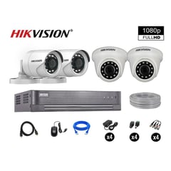 HIKVISION - CÁMARAS SEGURIDAD KIT 4 FULL HD VIGILANCIA 1080P + CABLE HDMI