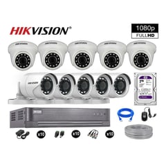 HIKVISION - CÁMARAS SEGURIDAD KIT 10 FULL HD VIGILANCIA 1080P + DISCO 2TB COMPLETO