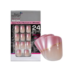 PRETTY WOMAN - Uñas Acrilicas Set Francesa Rosa Dorado