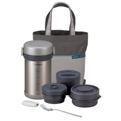 ZOJIRUSHI - Termo lonchera 3 divisiones 850ml con maleta plata sl-nce09