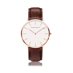 HANNAH MARTIN - RELOJ ACERO ORO ROSA DE CUERO BRISTOL HOMBRE