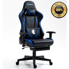 DREIZT - Silla Gamer Apolo Series Azul 180° Alta Calidad con Posapies