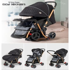 BABY HAPPY - Coche Cuna para Bebe Swing Deluxe Texturizado BGray