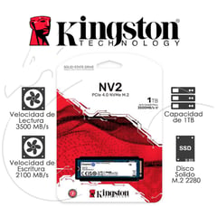 KINGSTON - Disco Sólido 1 TB NV2 Pcie Gen 4*4 Nvme