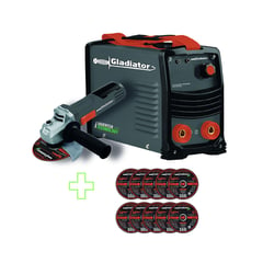 GLADIATOR - INVERTER 200 AMP DE CONECTORES 3/8 + AMOLADORA + DISCOS