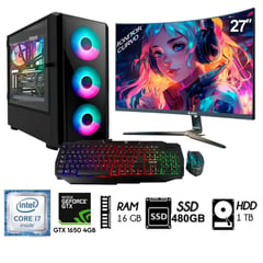 INTEL - Computadora PC GAMER CORE I7 34Ghz Ram 16GB Disco1TB+SSD480GB GTX1650 4GB M27´´