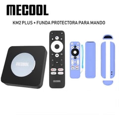 MECOOL - KM2 Plus Android TV 11 + Funda protectora AZUL LUMINOSO