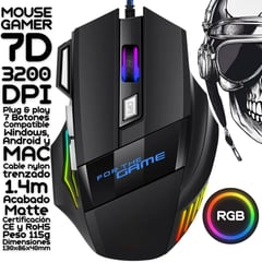 IMPORTADO - Mouse Gamer 7D 3200 DPI LED RGB for STUDY WORK & GAMING!