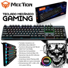 MEETION - Teclado Mecanico Gamer en espanol MK007 LED RGB Profesional