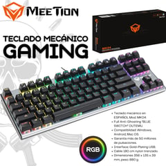 MEETION - Teclado Mecanico Gamer en espanol MK04 LED RGB Profesional