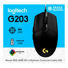 LOGITECH - Mouse g203 lightsync rgb negro black