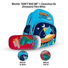 SASARU - Mochila Dont Bug Me Cartuchera de Dinosaurio para Niños.