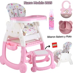 BABY - Silla de Comer 3 en 1 para Bebe Premiun Pink 2025