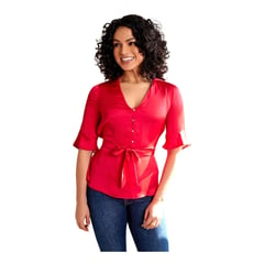 PACIFIC BERRY - Blusa Seda Pb Mujer Rojo - Rojo.