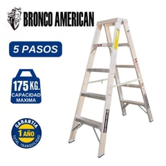 BRONCO AMERICAN - Escalera Aluminio Tijera Doble Ascenso de 5 Pasos.