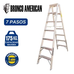 BRONCO AMERICAN - Escalera Aluminio Tijera Doble Ascenso de 7 Pasos.