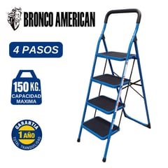 BRONCO AMERICAN - Escalera Acero Tipo Taburete 4 Pasos.