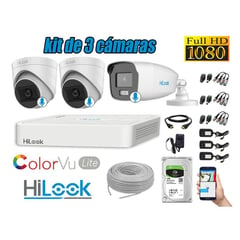 HILOOK - CÁMARAS SEGURIDAD KIT 3 FULL HD - COLORVU LITE NOCHE COLOR 1TB