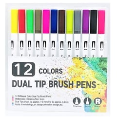 DUAL - Plumones doble punta - Tip Brush 12 Colores