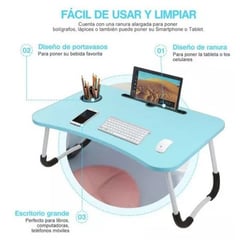 GENERICO - Mesa plegable para laptop celeste Posavaso