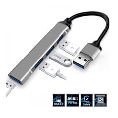 OEM - HUB USB 4 Puertos USB 3.0 de ALUMINIO para PC, Laptop y Android