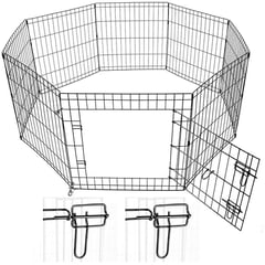 GENERICO - Corral cerco jaula para mascotas 60x80cm x 8 Piezas - Plomo