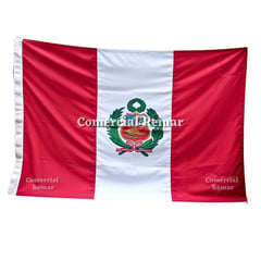 PERU - Bandera de Perú 240x145cm para Izar Pabellón Nacional Con Escudo