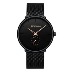 CRRJU - RELOJ NEGRO CASUAL ELEGANTE HOMBRE DOR122