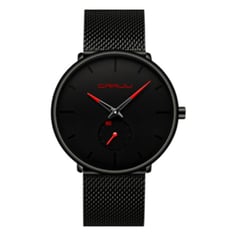 CRRJU - RELOJ NEGRO CASUAL ELEGANTE HOMBRE ROJ122