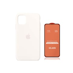 GENERICO - Case Silicona Iphone 12 Pro Max Blanco + Mica De Vidrio Completo