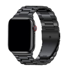 GENERICO - CORREA DE ACERO INOXIDABLE PARA APPLE WATCH 42-44-45 MM - NEGRO