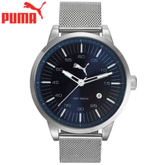 PUMA - Reloj Cool Down PU103641010 Fecha Acero Inoxidable Plateado Azul